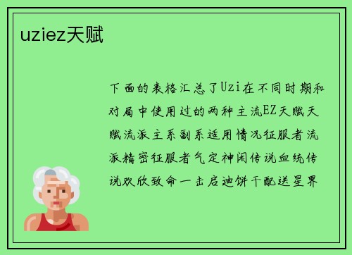 uziez天赋