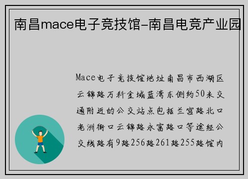 南昌mace电子竞技馆-南昌电竞产业园